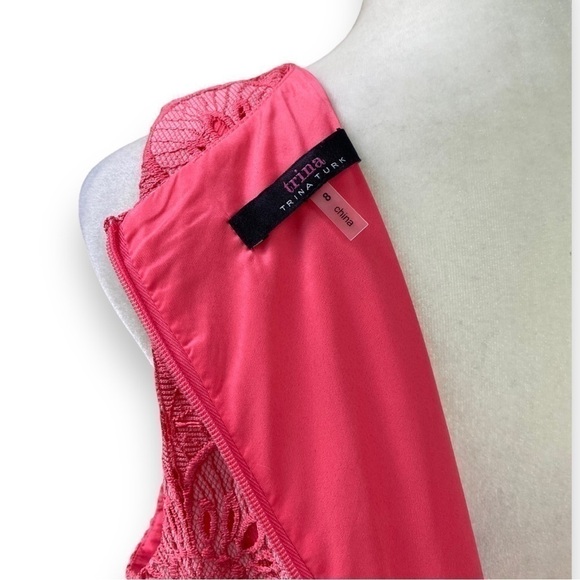 TRINA Turk Carpenteria Floral Lace Ruffle Hem Mini Dress in Peony | Size 8 - Picture 11 of 16